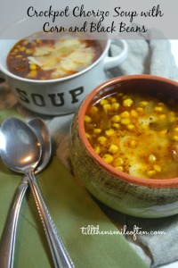 Crockpot Chorizo Soup with Corn and Black Beans